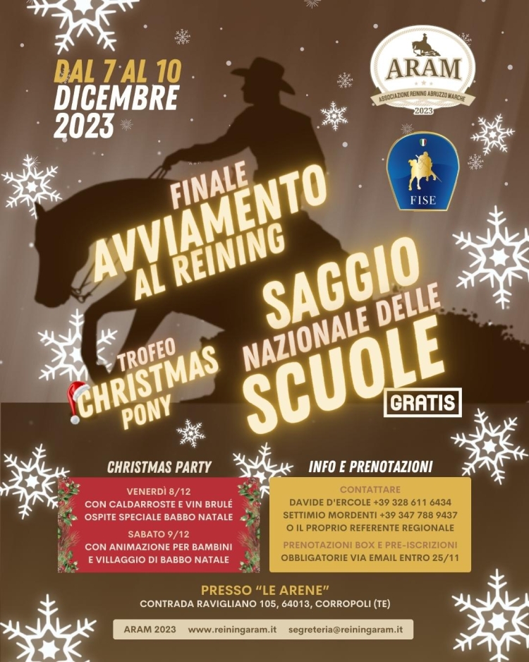 Finale Avviamento al Reining - Saggio Nazionale delle Scuole Reining - Trofeo Christmas Pony FISE 2023